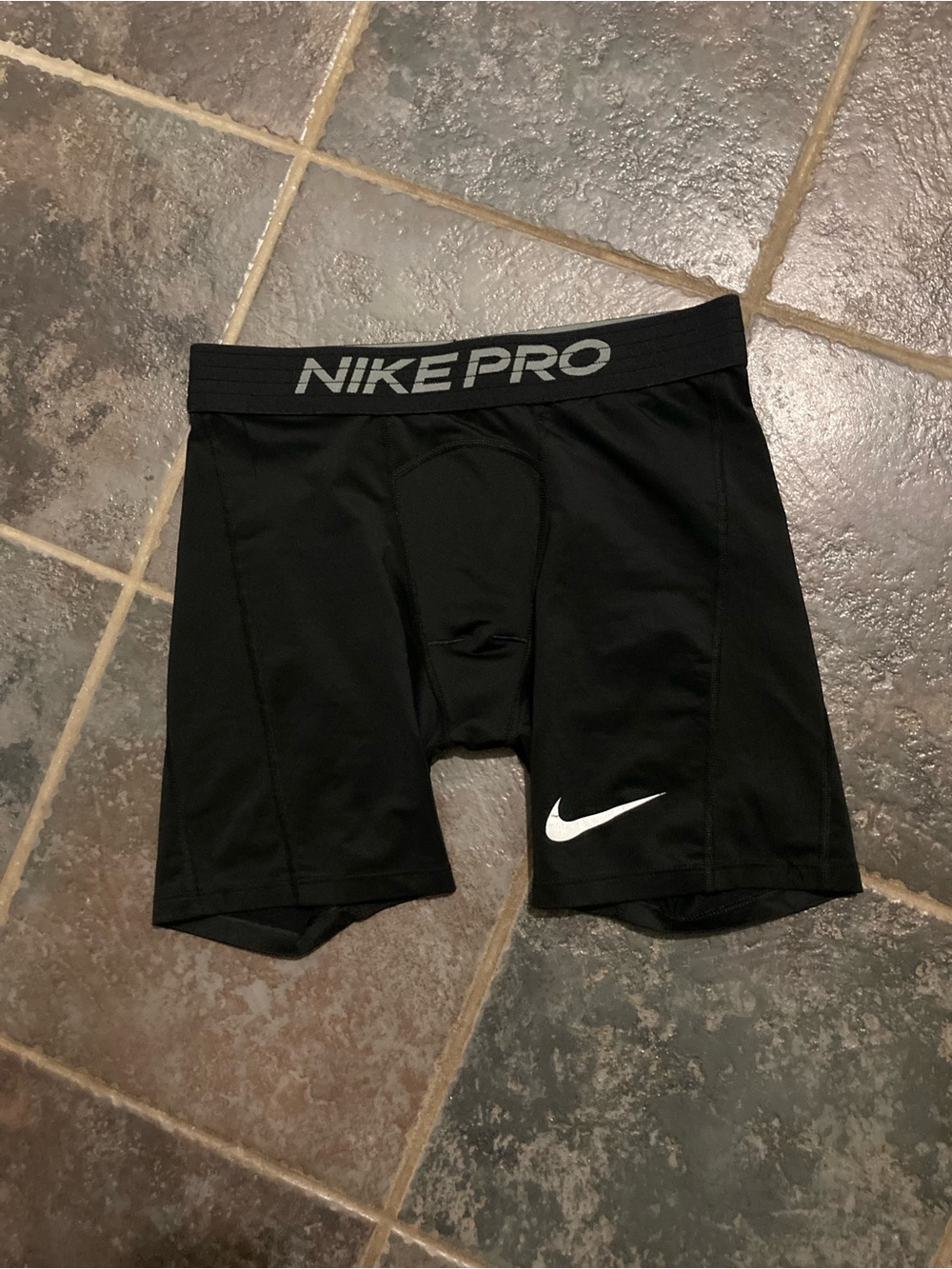 Nike Pro Black Men’s Compression Shorts with White Swoosh Size M
